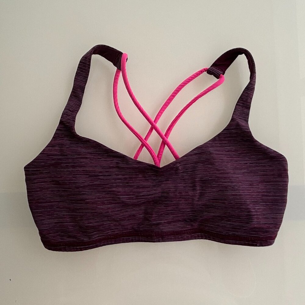 Lululemon Sports Bra & Purple& Black Color & Pink Strap